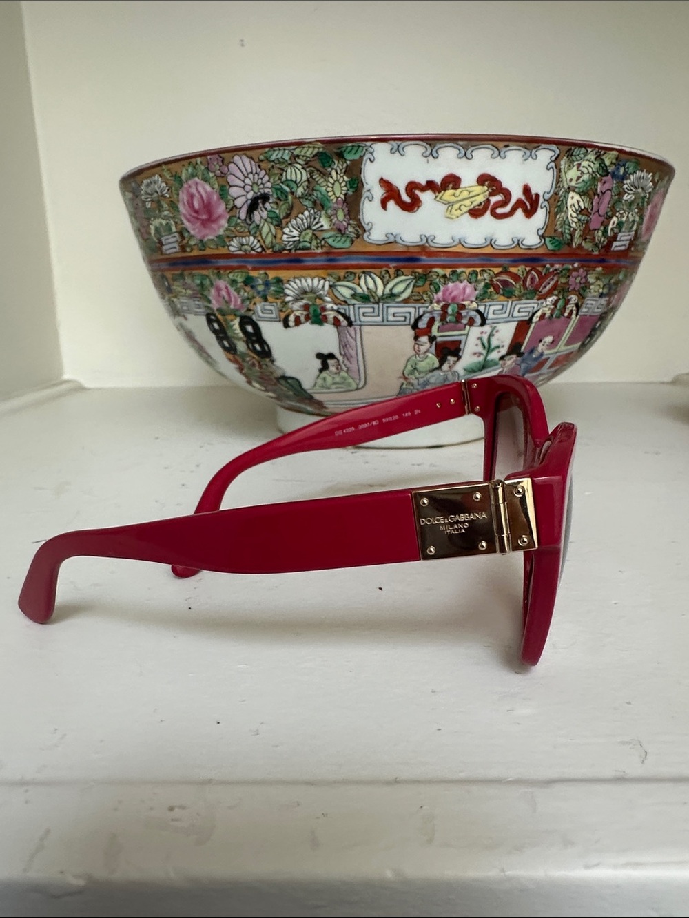 Dolce & Gabbana Women's Fuchsia Square Sunglasses with Gold Plaque